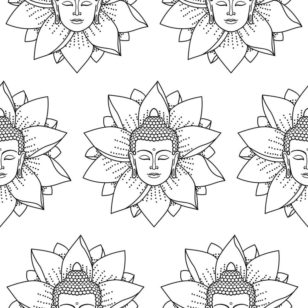 Buddha and Lotus Seamless Pattern vector