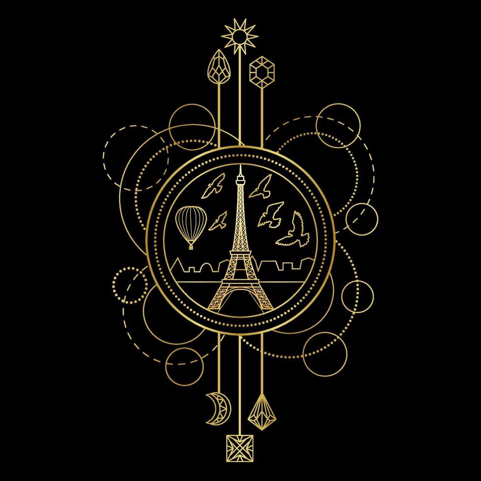 Gold Eiffel Tower Symbol vector