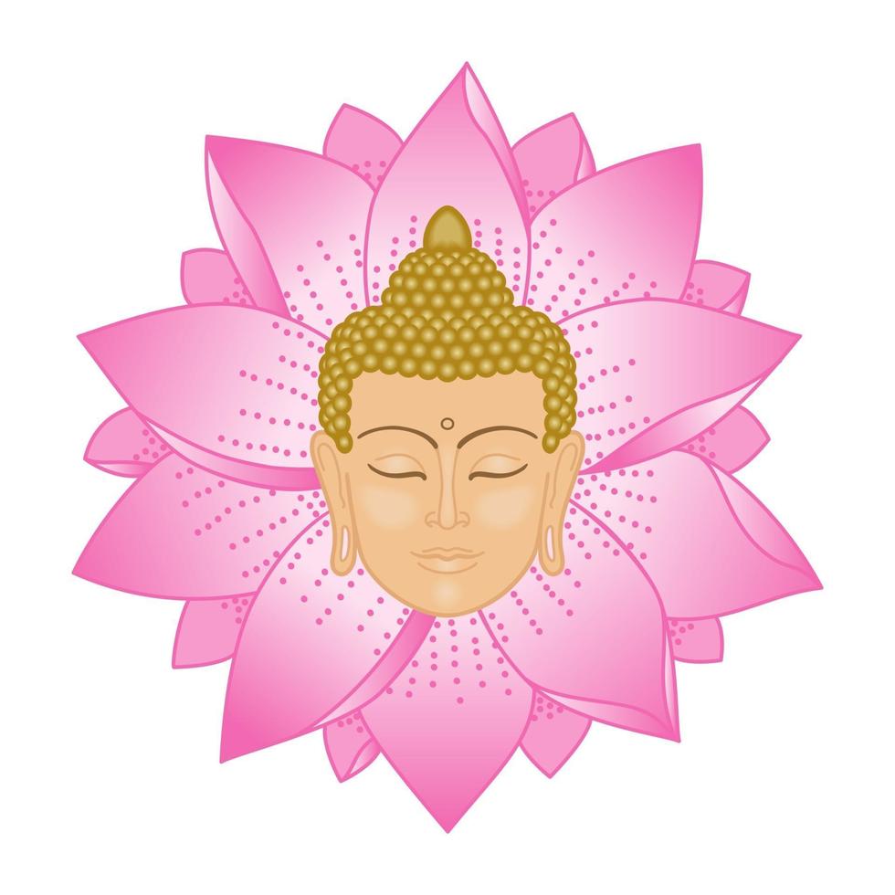 Buddha Head and Lotus vector