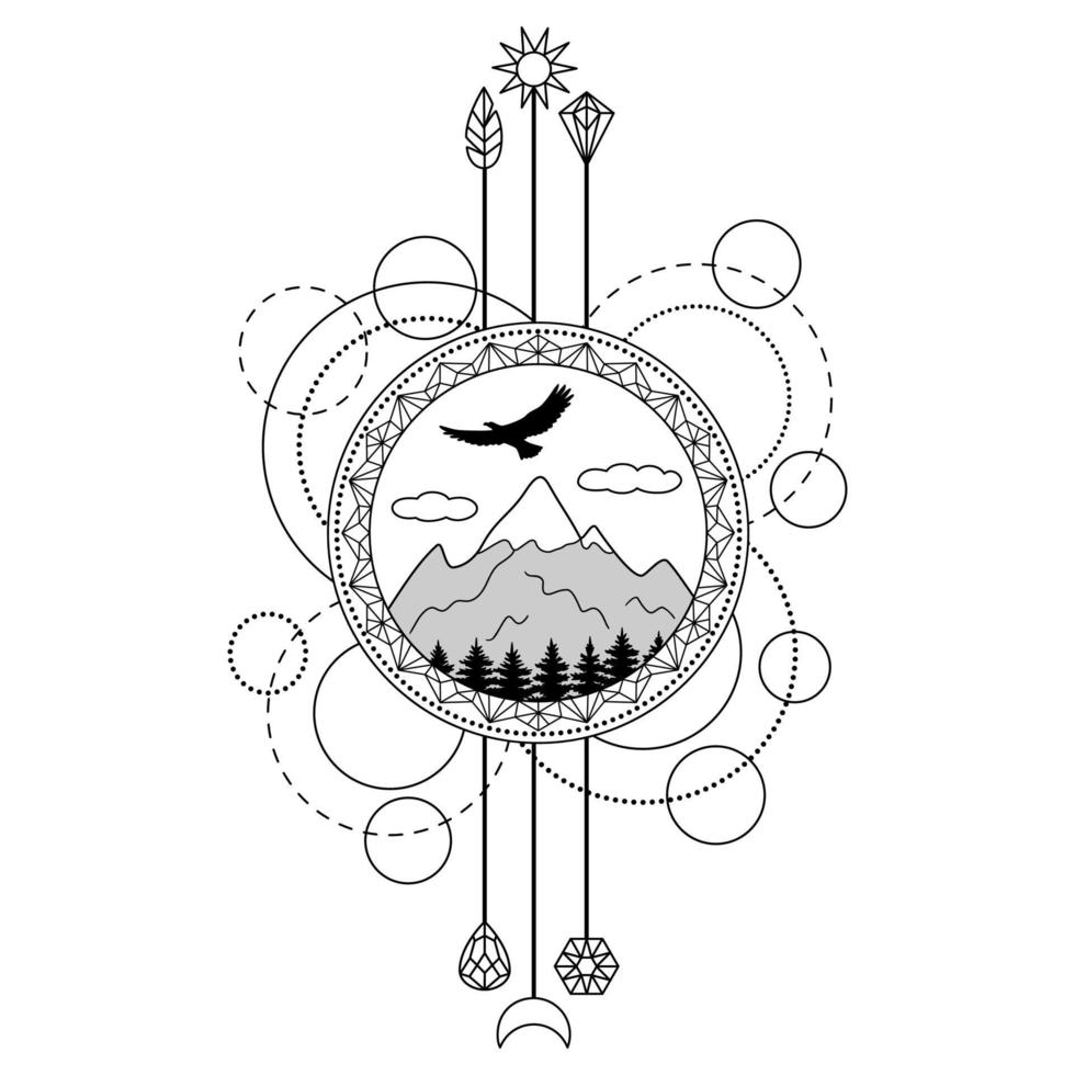 Mountains Tattoo Symbol vector