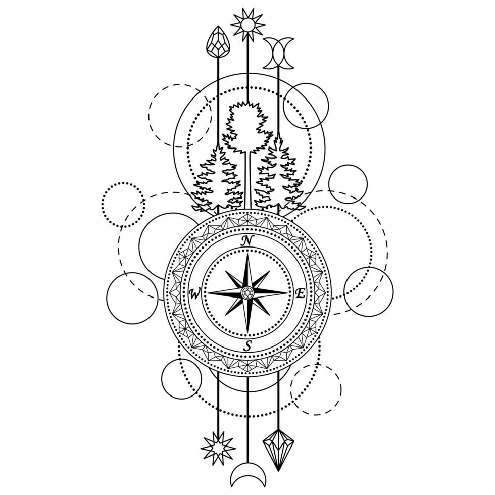 Outline Compass Symbol vector