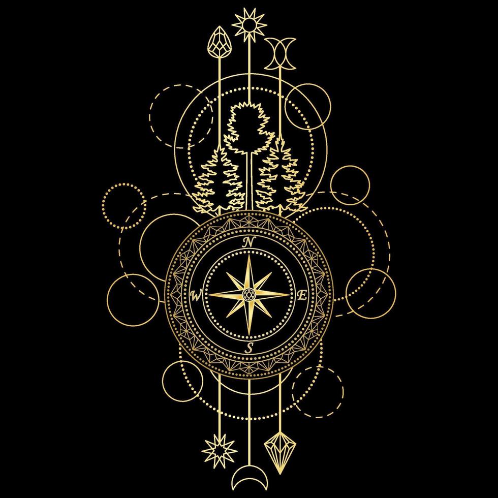 símbolo de la brújula de oro vector