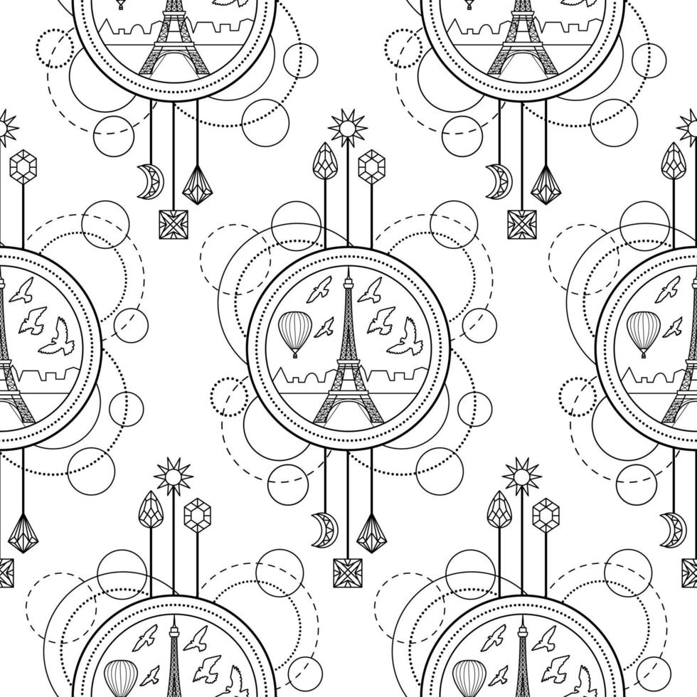 Eiffel Tower Seamless Pattern vector