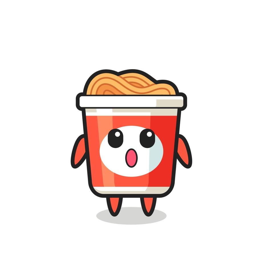 the amazed expression of the instant noodle cartoon vector