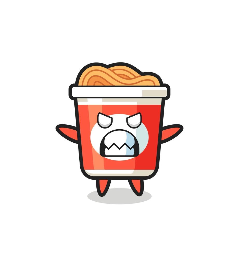 wrathful expression of the instant noodle mascot character vector