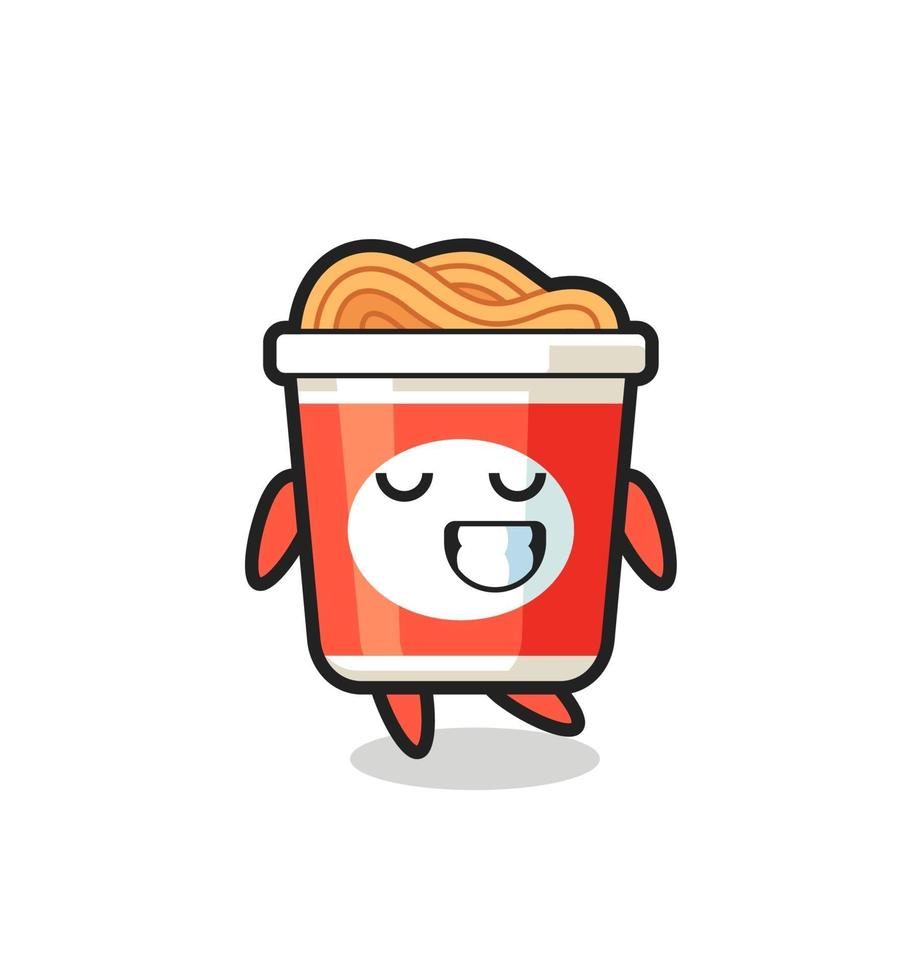 instant noodle cartoon illustration with a shy expression vector