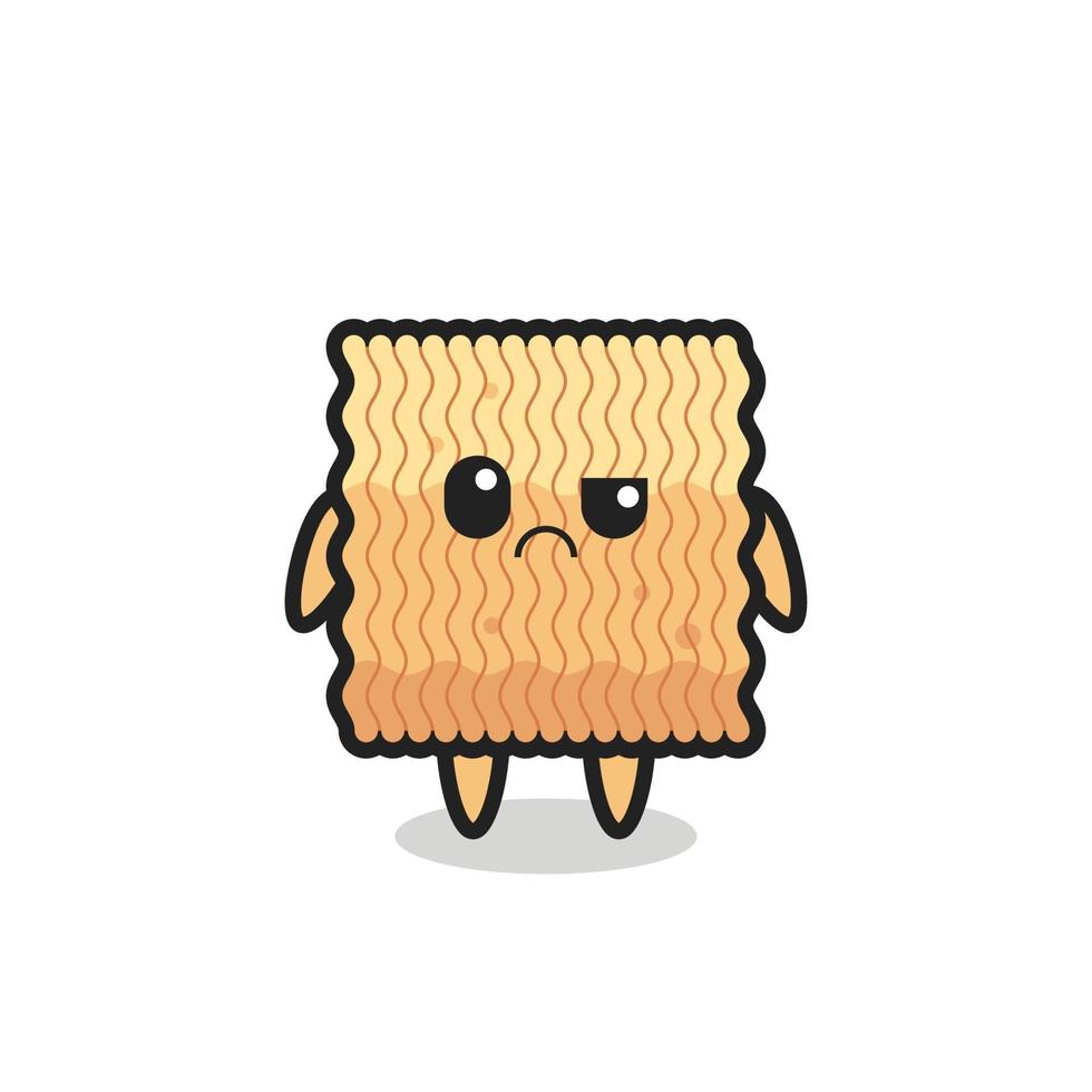 the mascot of the raw instant noodle with sceptical face vector