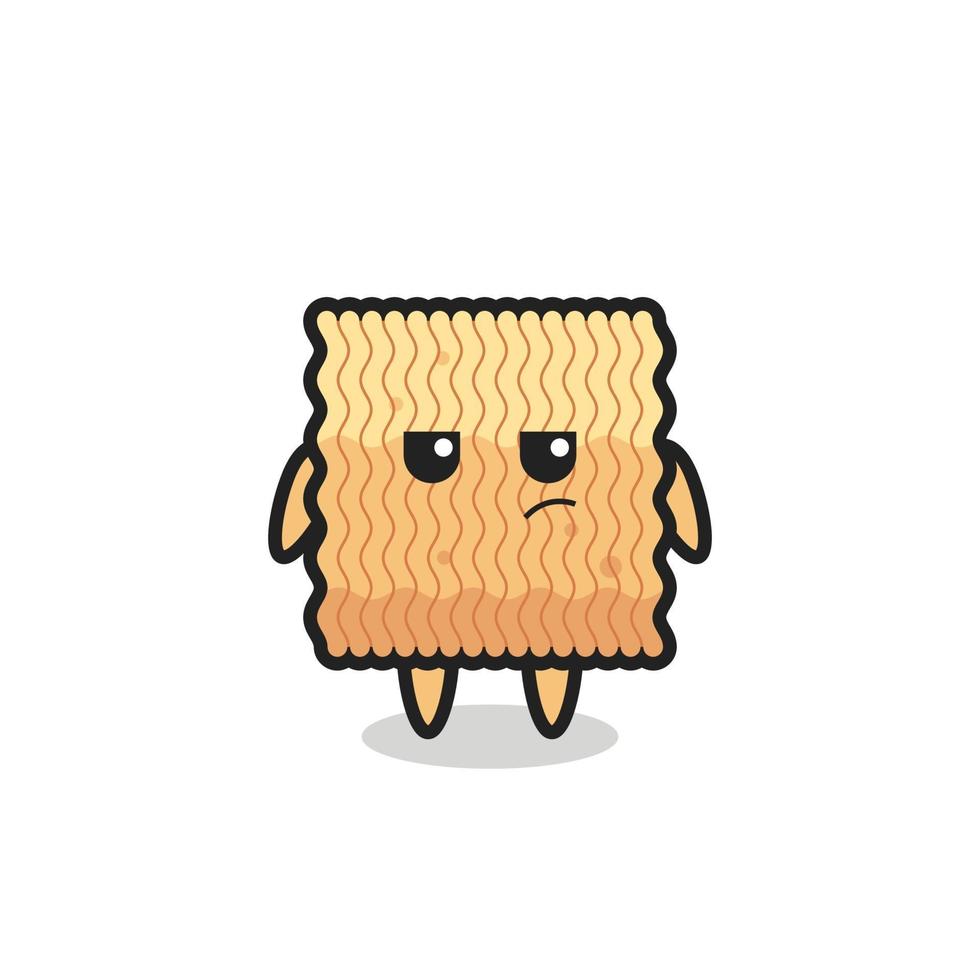 cute raw instant noodle character with suspicious expression vector