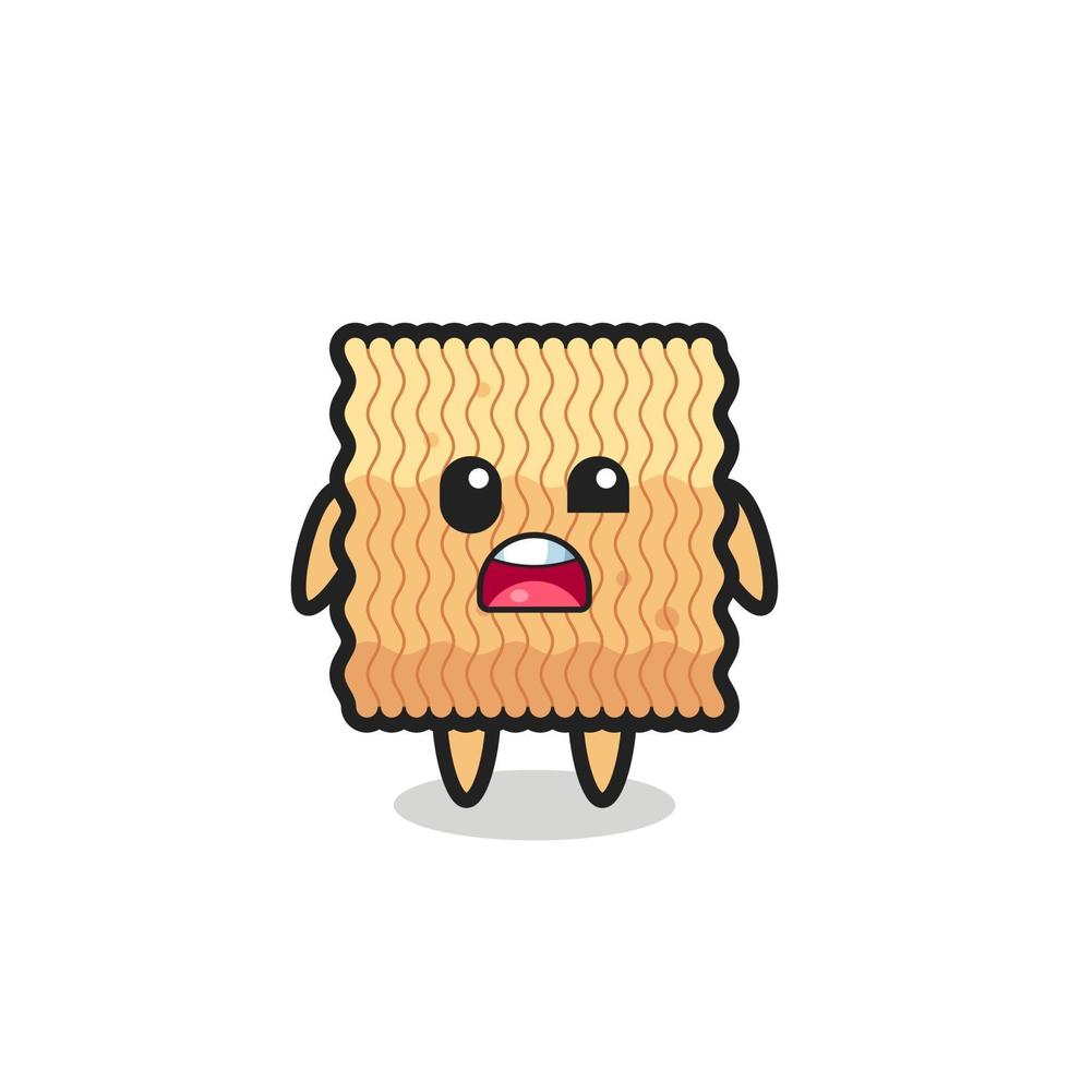 the shocked face of the cute raw instant noodle mascot vector