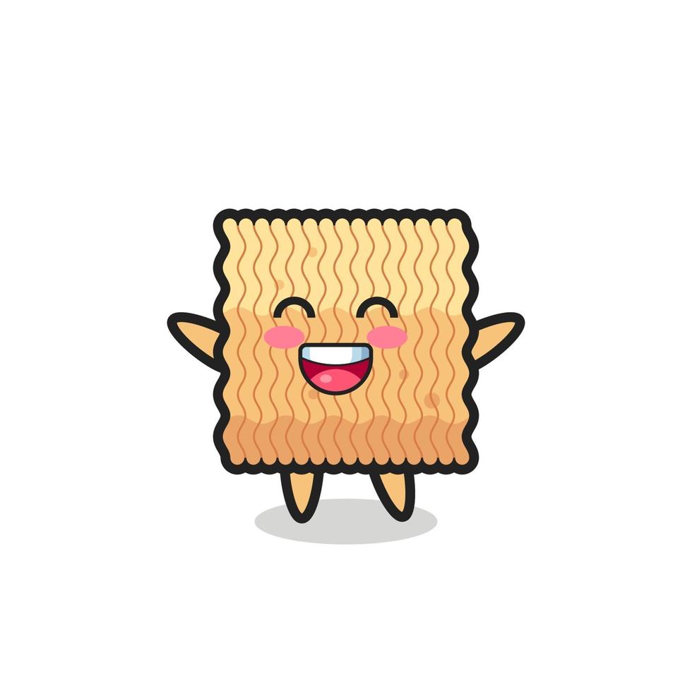 happy baby raw instant noodle cartoon character vector