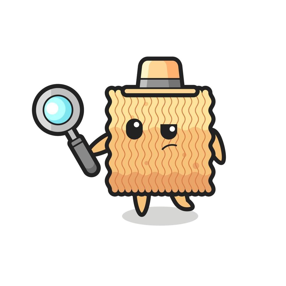 raw instant noodle detective character is analyzing a case vector