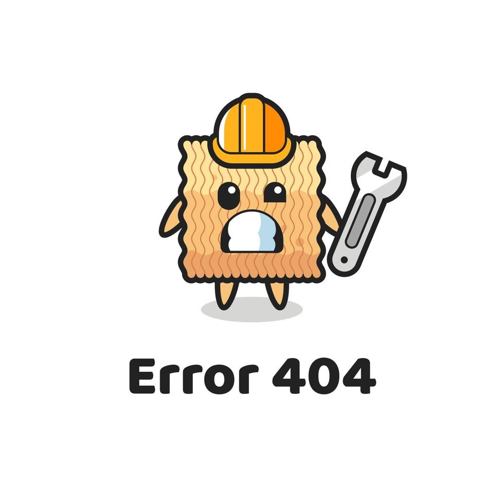 error 404 with the cute raw instant noodle mascot vector