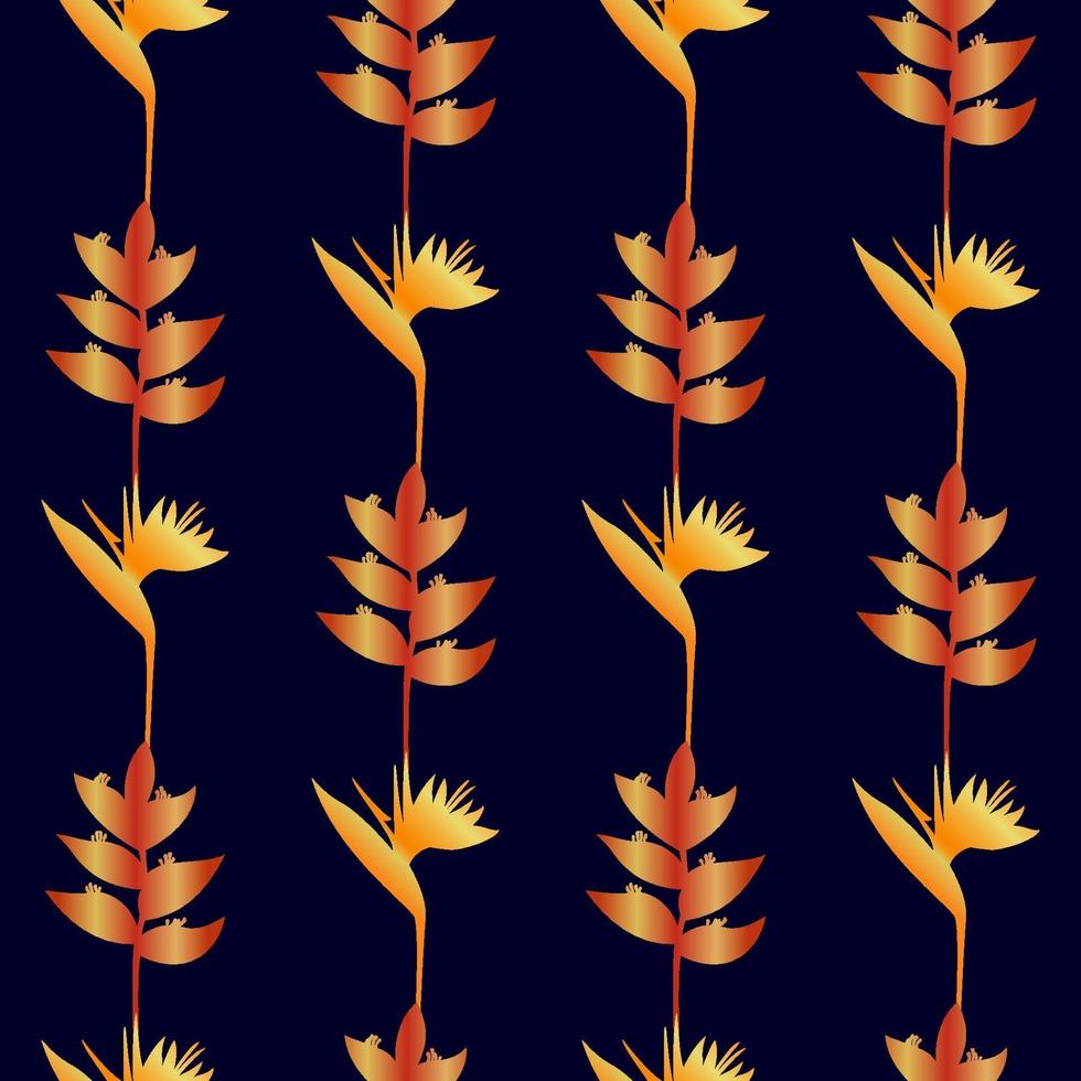 Gold Tropic Flowers Seamless Pattern vector