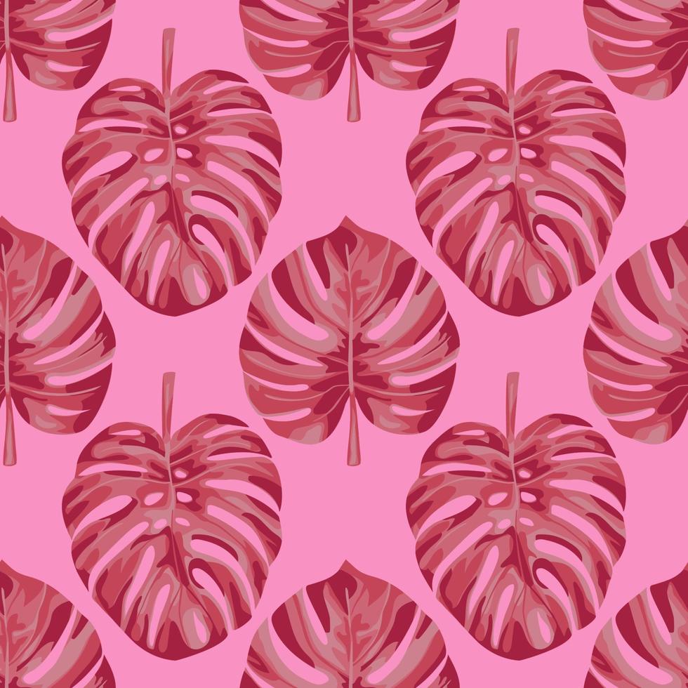 Pink Monstera Seamless Pattern vector