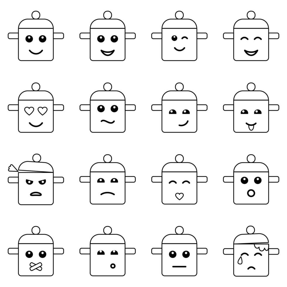 Emotional Pan Face Outline Icons vector