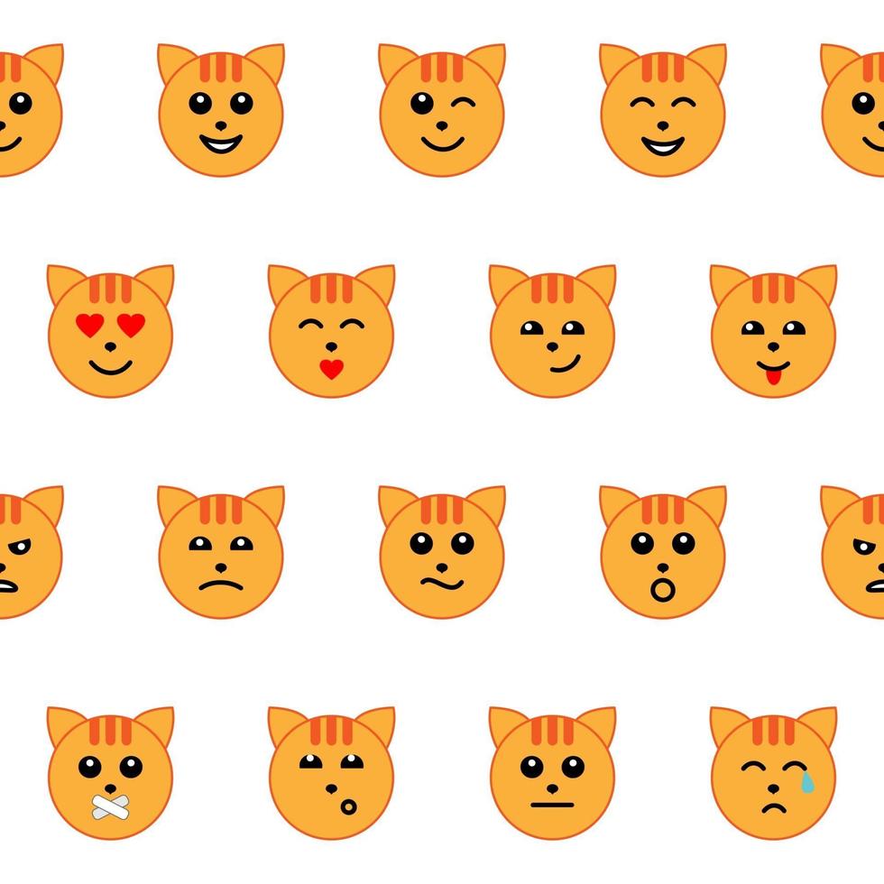 Emotional Cat Face Seamless Pattern vector