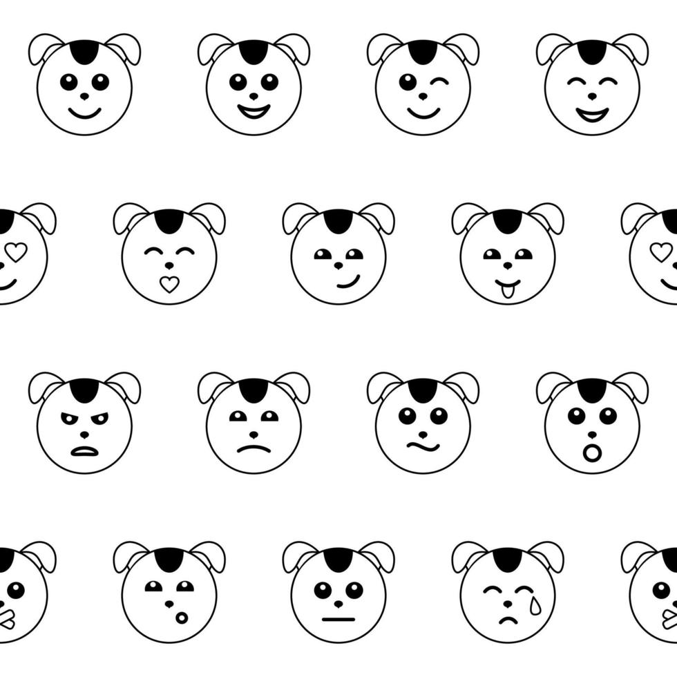 Emotional Dog Face Seamless Pattern vector