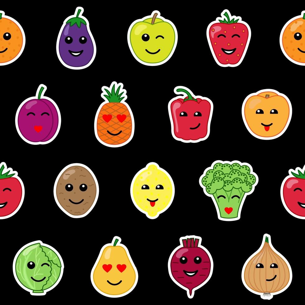 Vegetables and Fruit Face Seamless Pattern vector