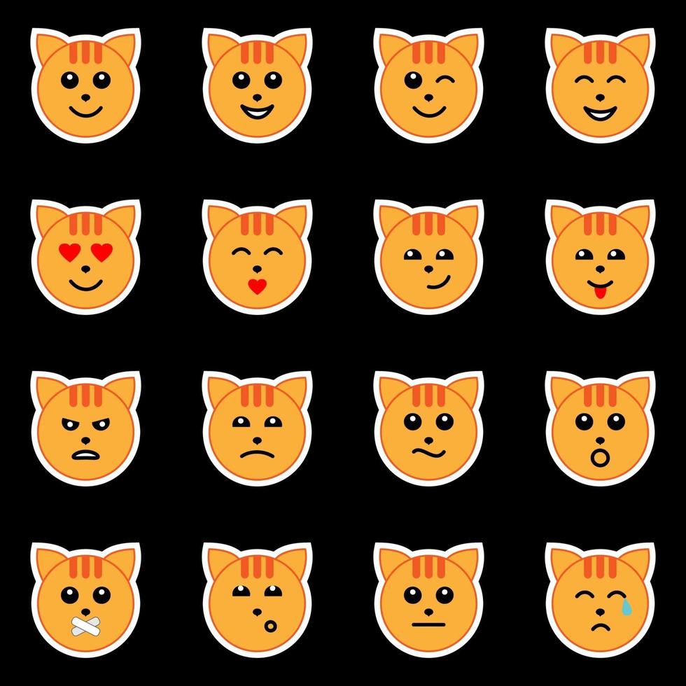 Emotional Cat Face Icons vector