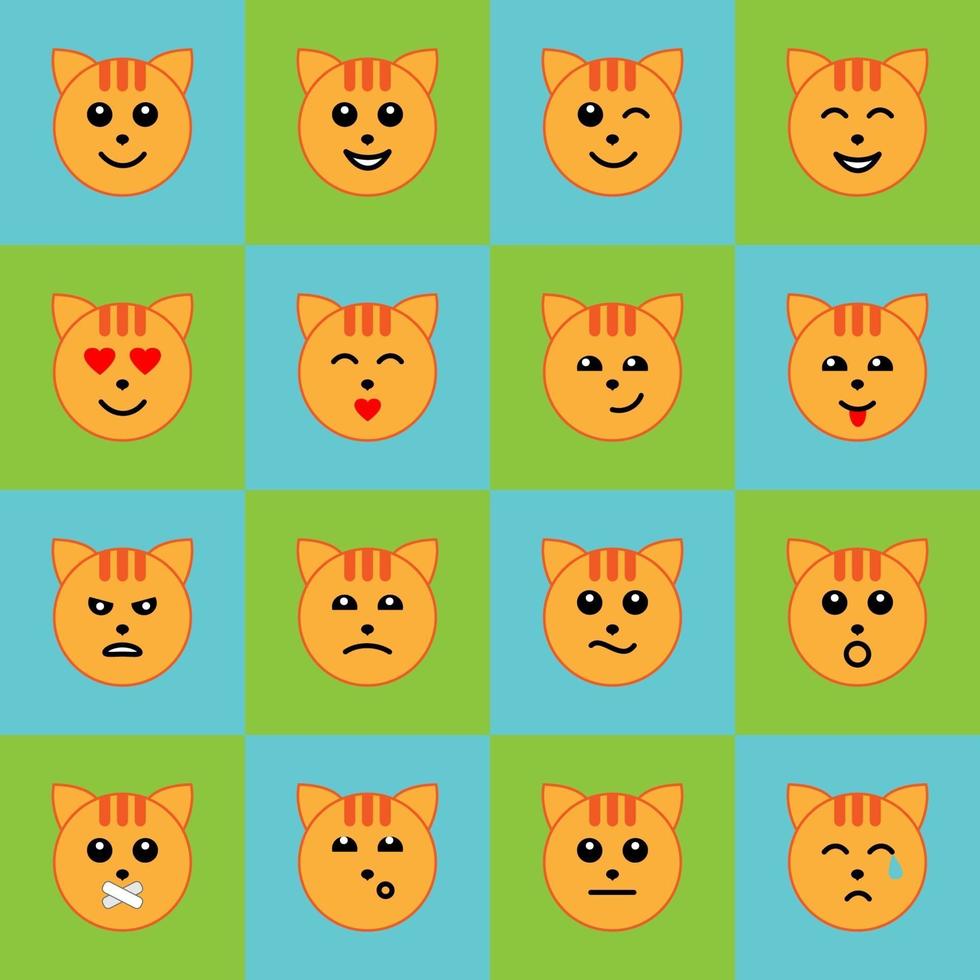 Emotional Cat Face Icons vector