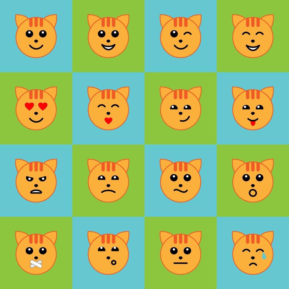 Emotional Cat Face Icons vector