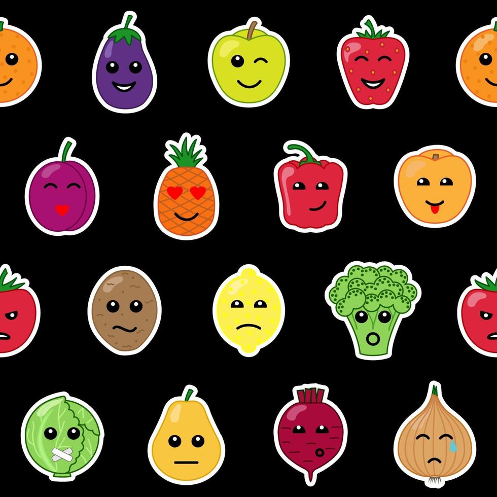 Vegetables and Fruit Face Seamless Pattern vector