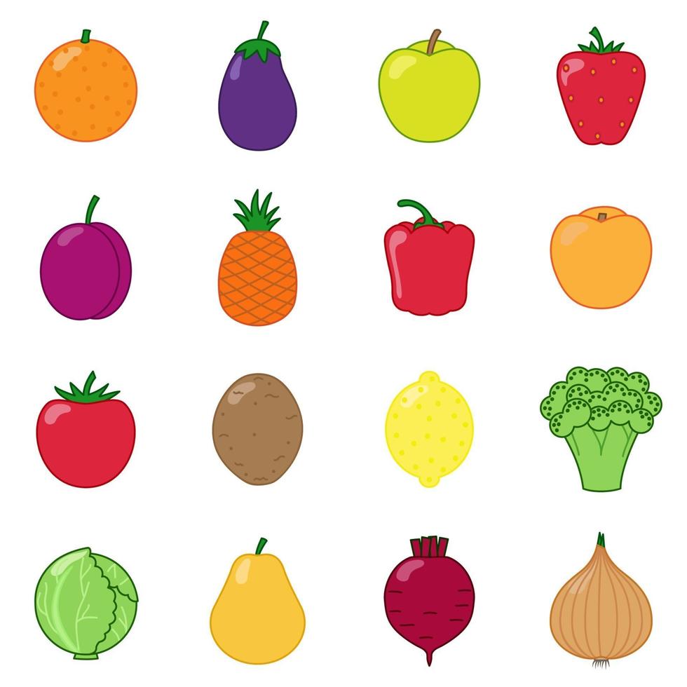 Vegetables and Fruit Icons vector