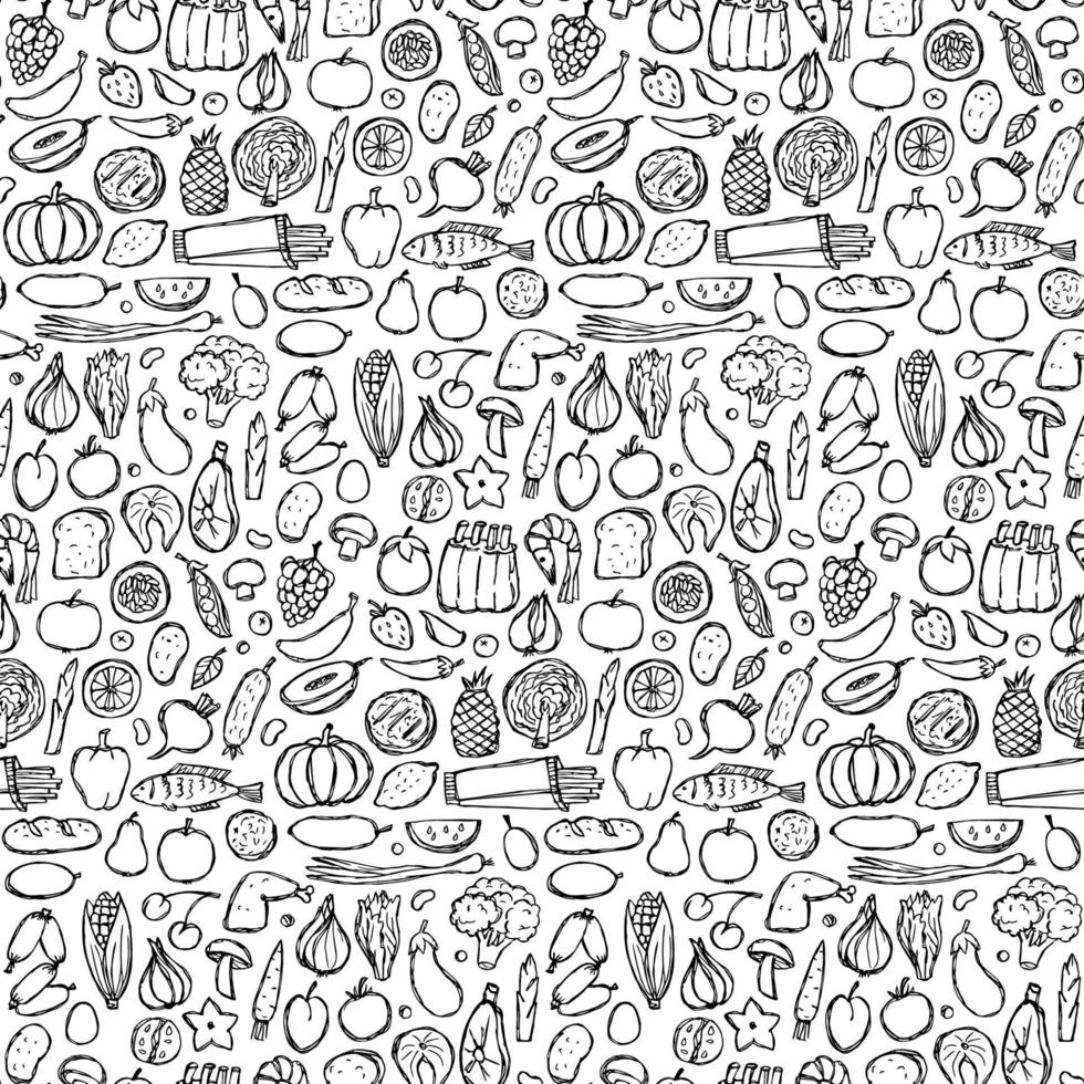 Doodle Food Seamless Pattern vector