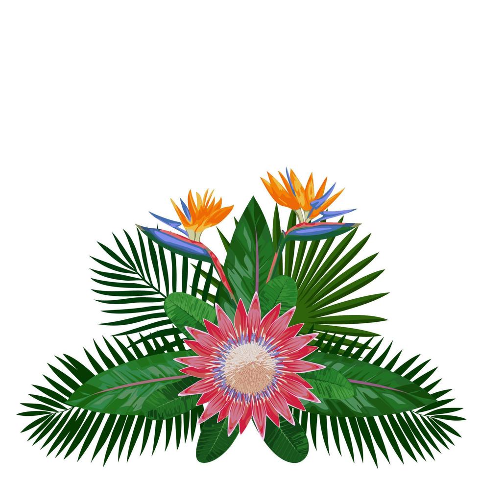 composición de ramo tropical vector