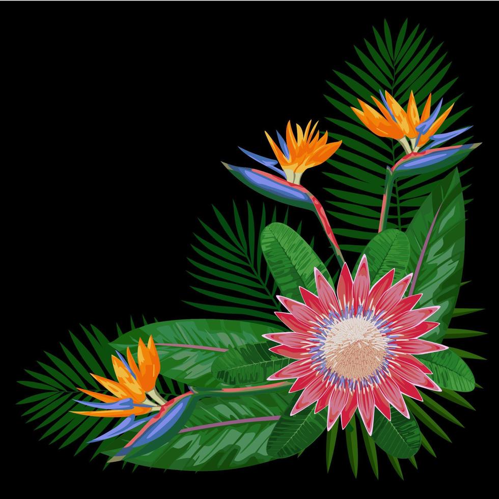 Tropical Bouquet CornerComposition vector
