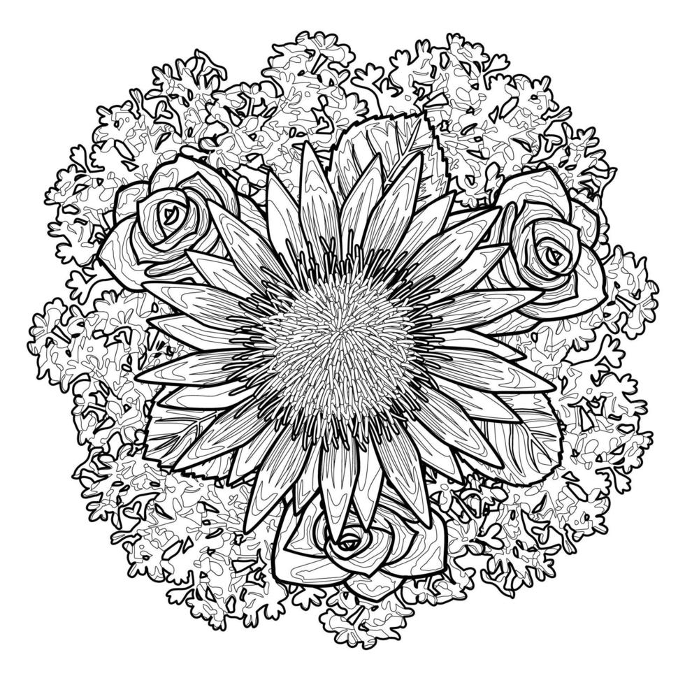 Bouquet Coloring Page vector