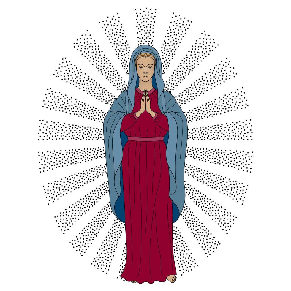 rezando virgen maria vector