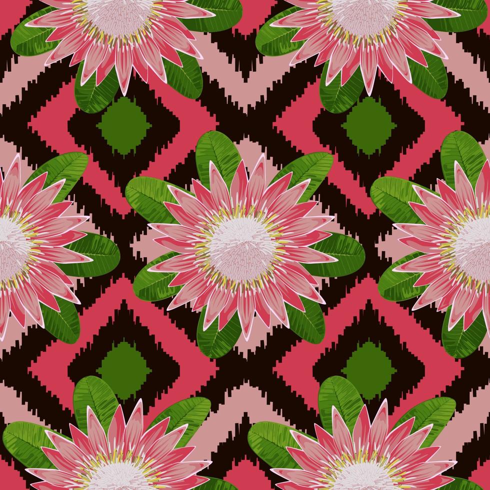 Protea Boho Seamless Pattern vector