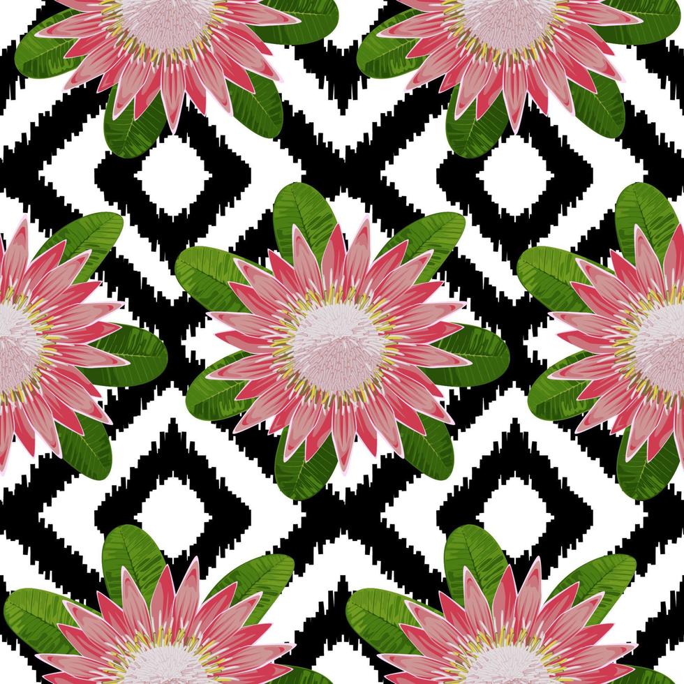 Protea Boho Seamless Pattern vector