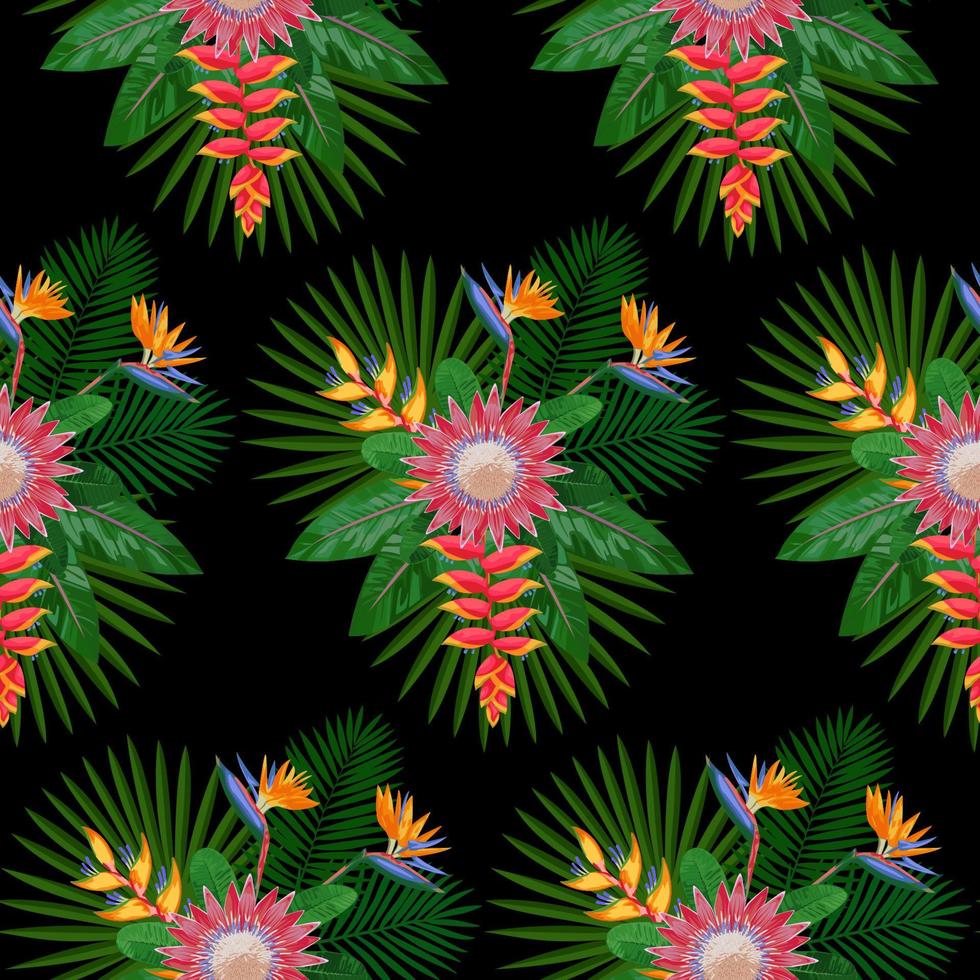 Tropical Seamless Pattern with Protea vector