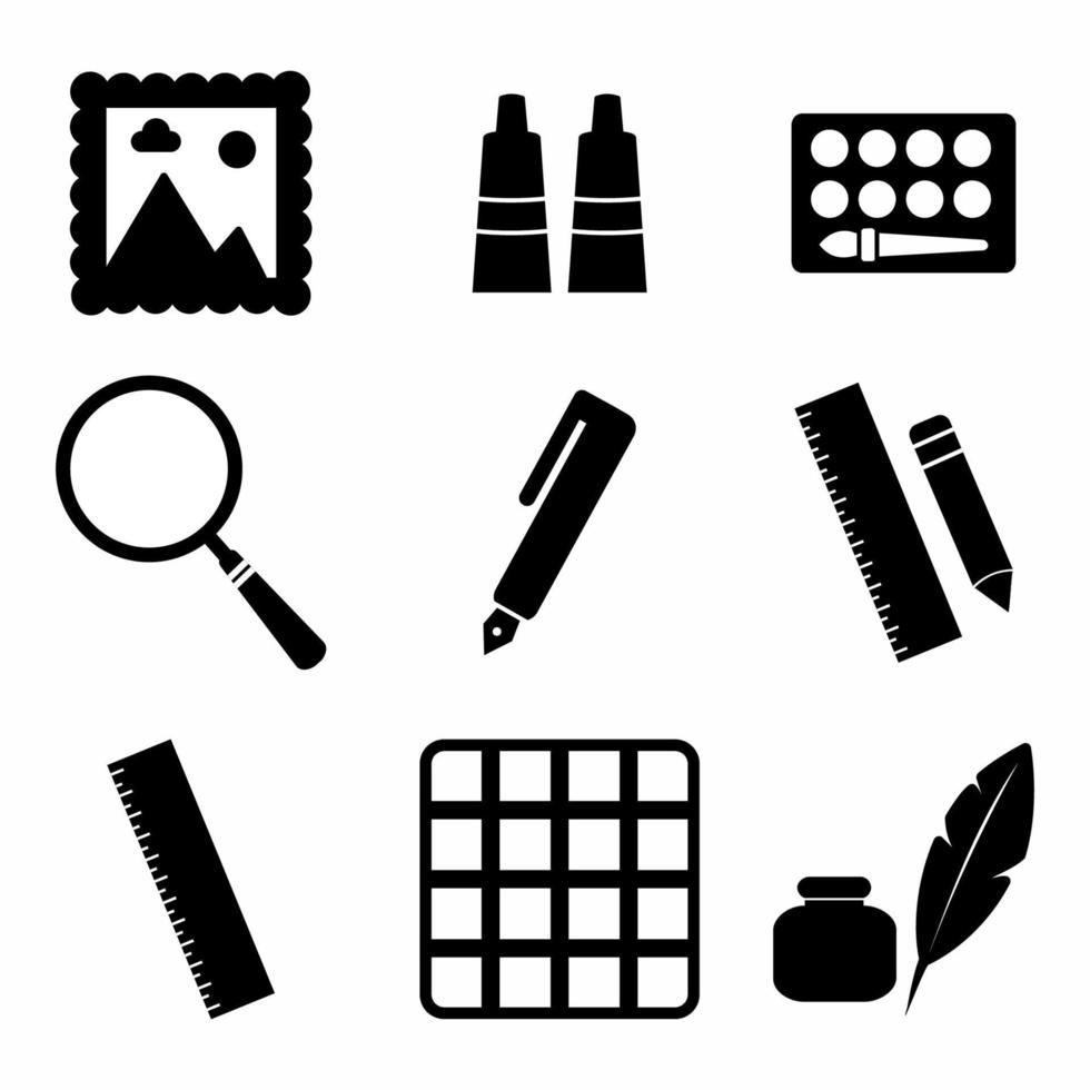 vector de icono de conjunto de herramientas de pintura icono parte 3 - estilo negro