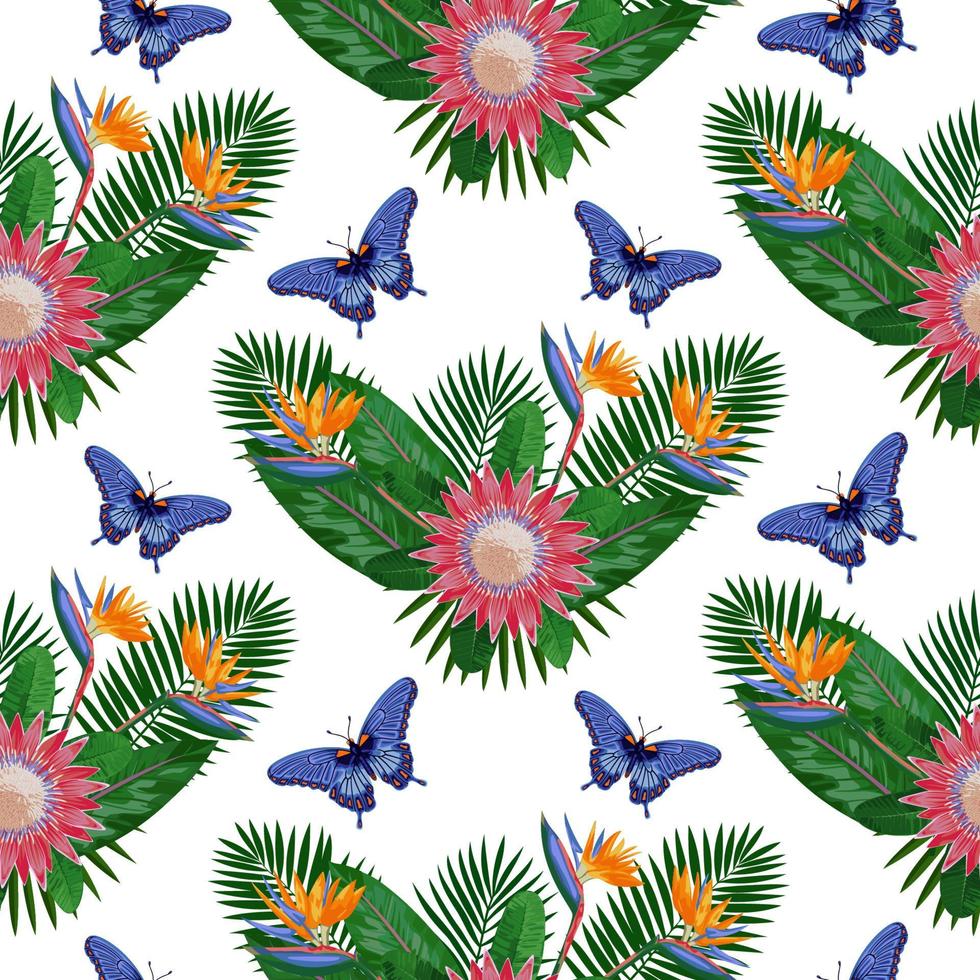 Tropical Seamless Pattern with Protea vector