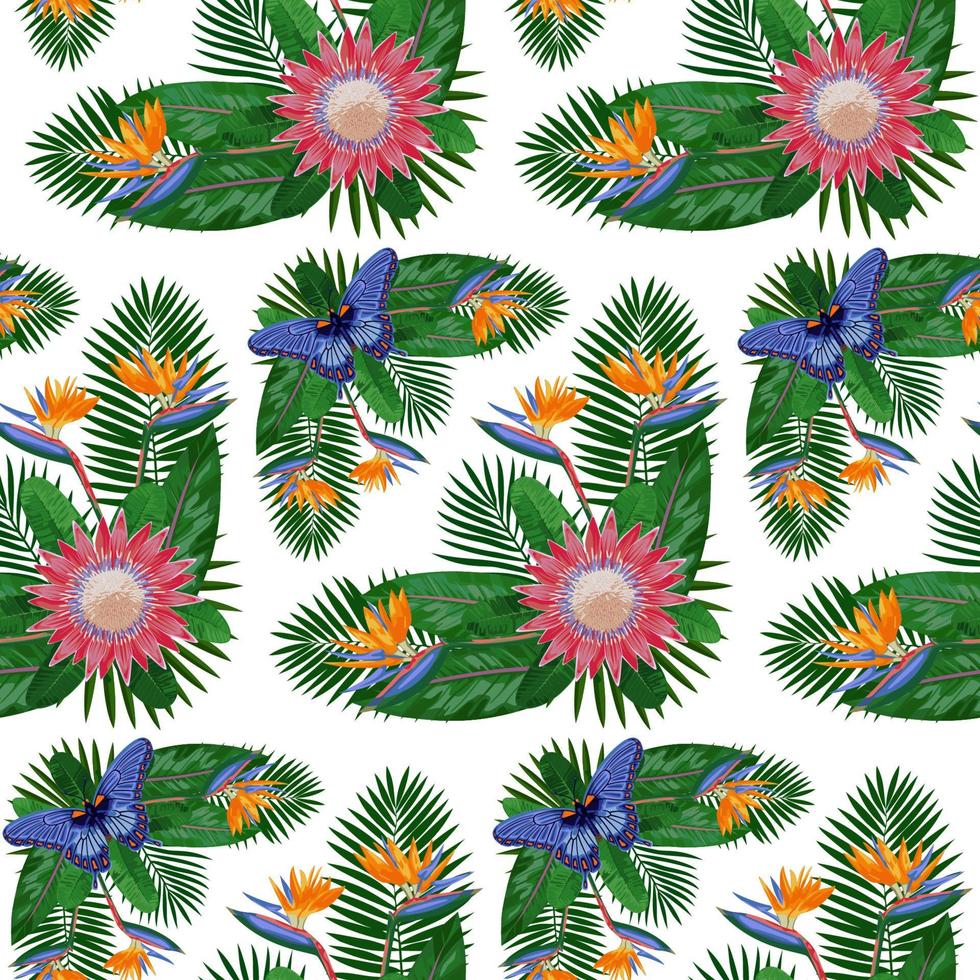 Tropical Seamless Pattern with Protea vector