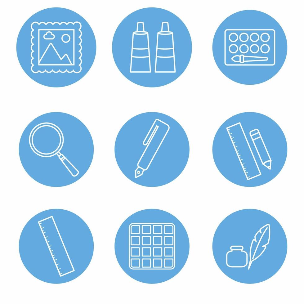 Icon Vector of Painting Tool Set Icon Part 3 - Blue Monochrome Style