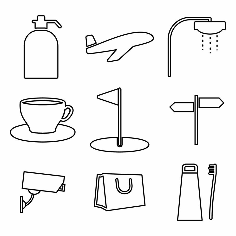 Vector Graphic of - Hotel and Restaurant Set Icon Part 1 - Line Style