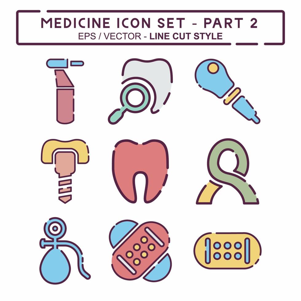 Set Icon Vector of Medicine Part 2 - Line Cut Style