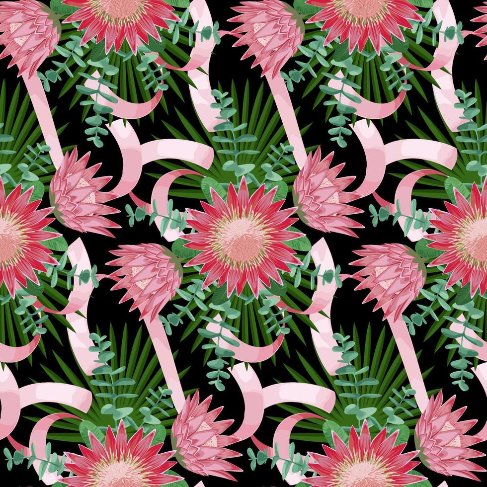 Seamless Pattern withTropical Wedding Bouquet vector