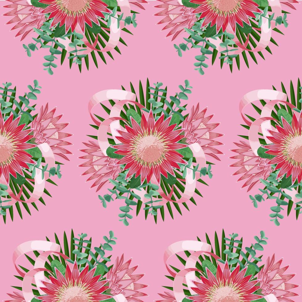 Seamless Pattern withTropical Wedding Bouquet vector