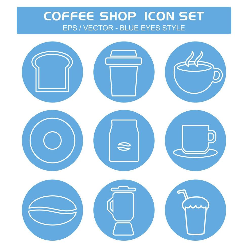 Set Icon Vector of Coffee Shop - Blue Eyes Style