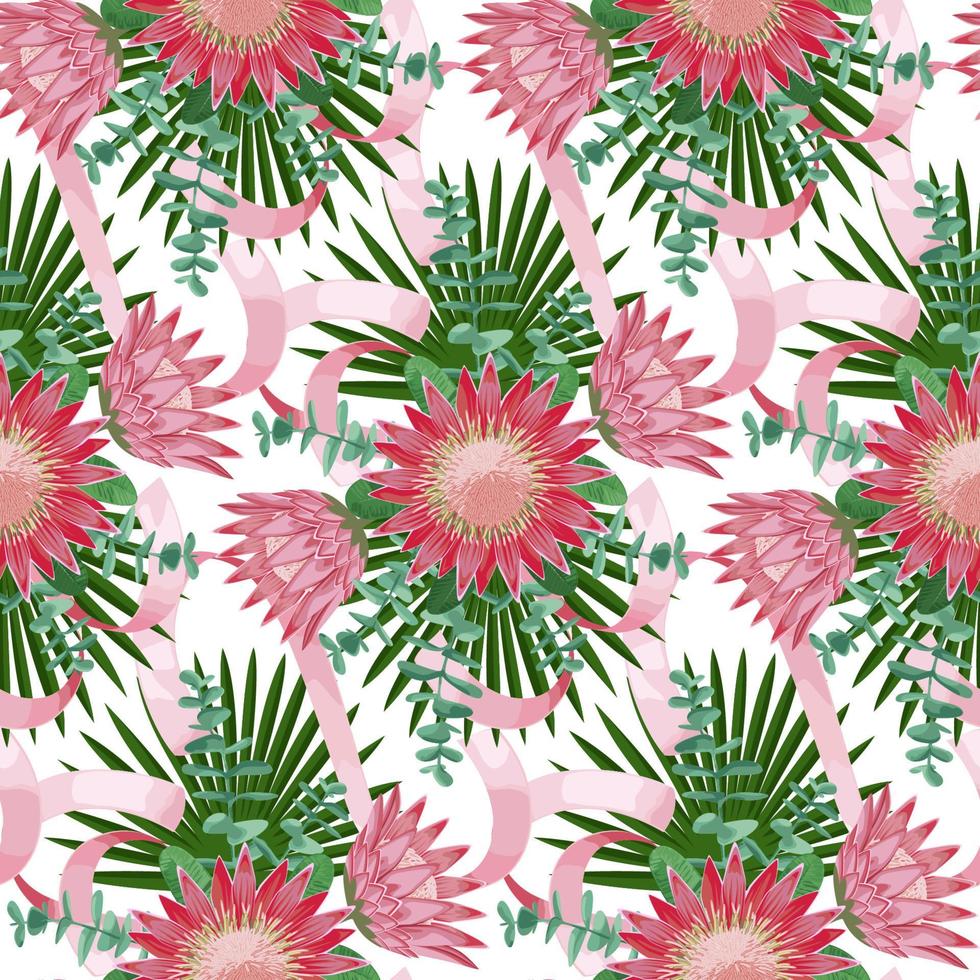 Seamless Pattern withTropical Wedding Bouquet vector