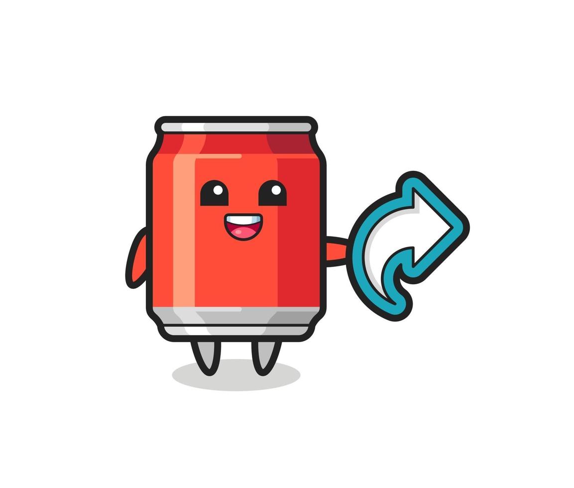 cute drink can hold social media share symbol vector