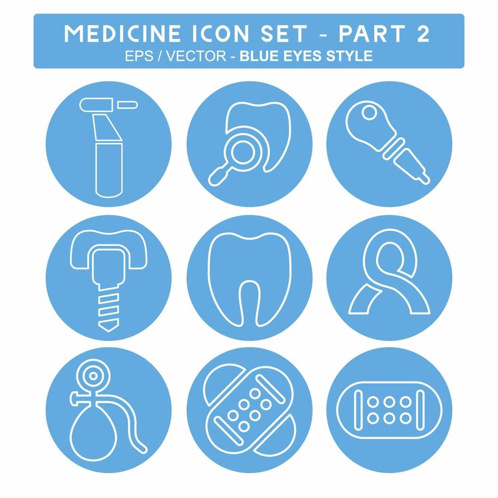 Set Icon Vector of Medicine Part 2 - Blue Eyes Style