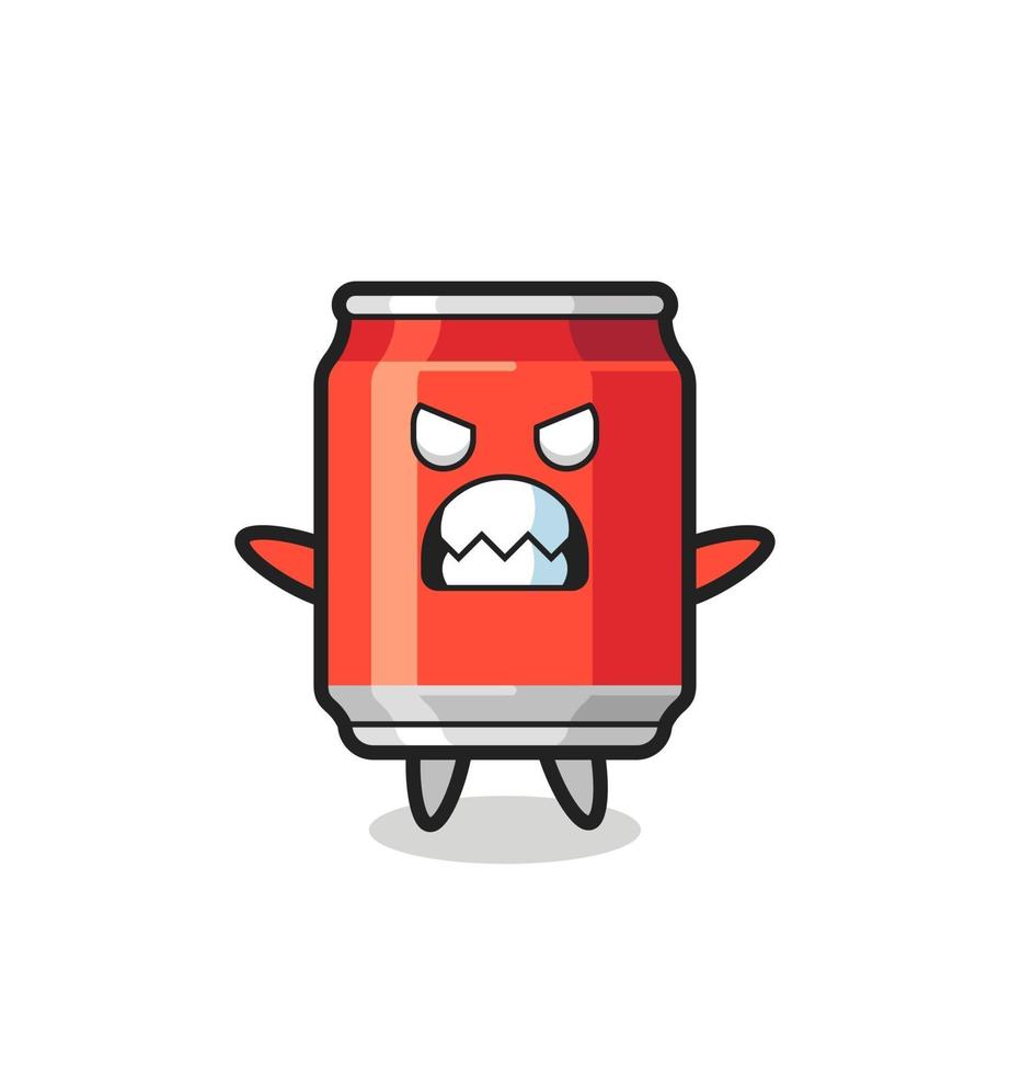 wrathful expression of the drink can mascot character vector