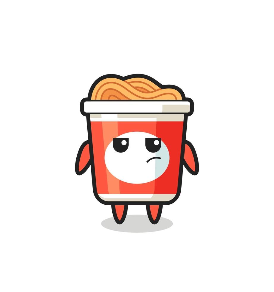 cute instant noodle character with suspicious expression vector