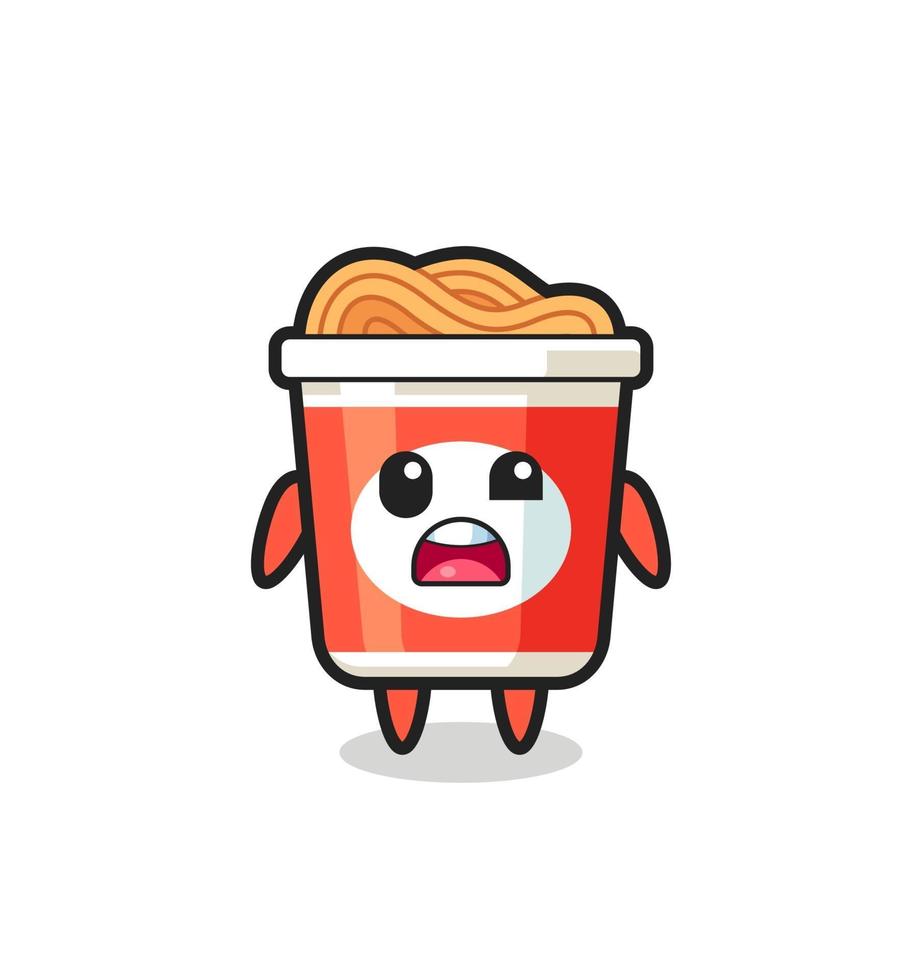 the shocked face of the cute instant noodle mascot vector